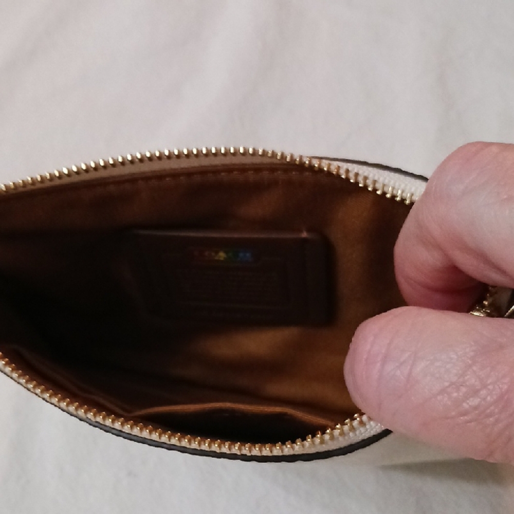 Coach White Wristlet with Rainbow Logo - Picture 3 of 4
